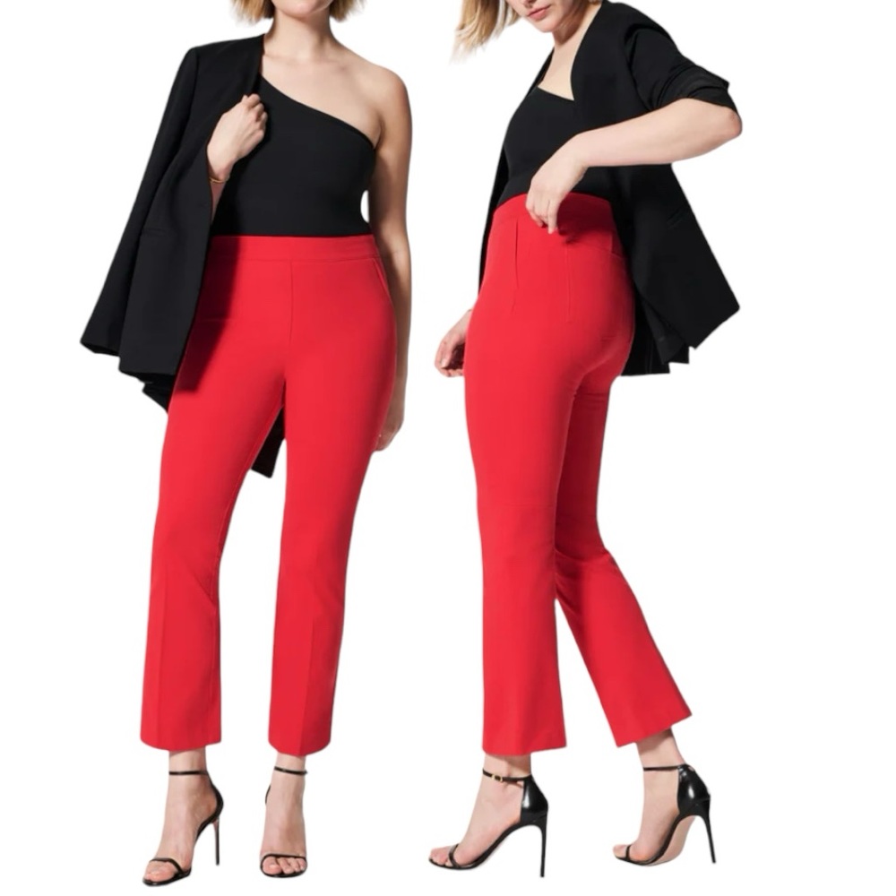 SPANX Women’s On-the-Go Kick Flare Tall Pants in the Size Large in True Red